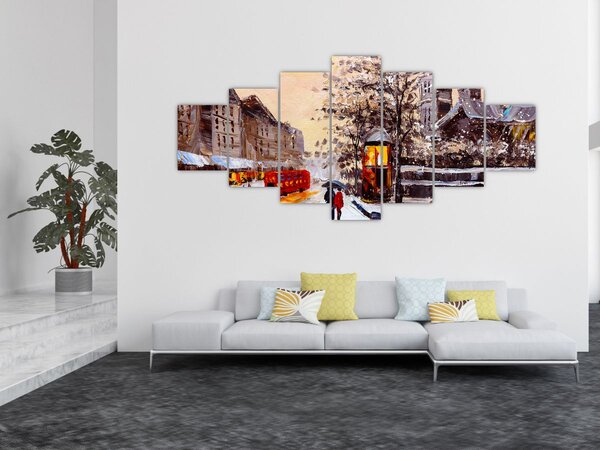 Obraz - Malba zimního města (210x100 cm)