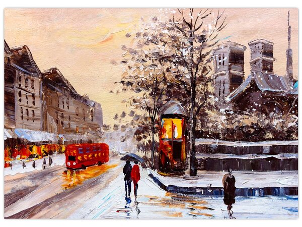 Obraz - Malba zimního města (70x50 cm)