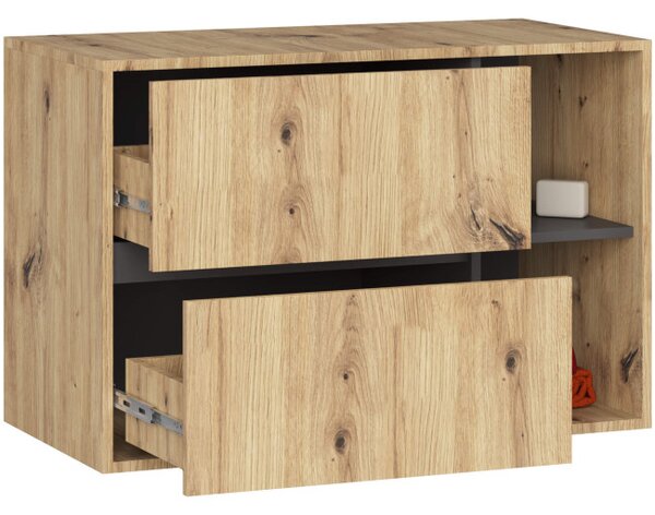 Skříňka pod umyvadlo VAMI W90 2SZ dub artisan / grafitová