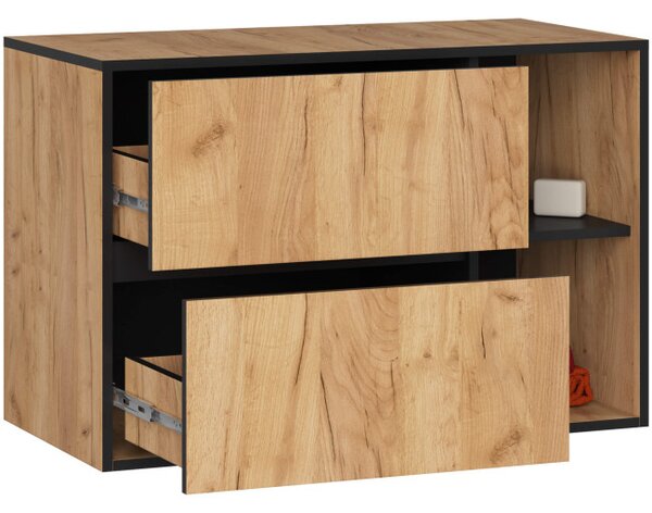 Skříňka pod umyvadlo VAMI W90 2SZ 2P dub craft / černá