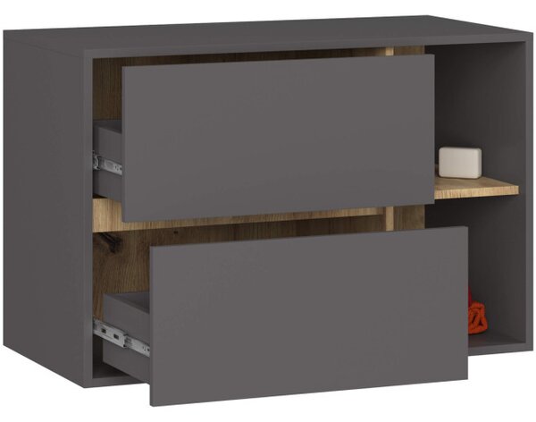 Skříňka pod umyvadlo VAMI W90 2SZ šedá / dub craft