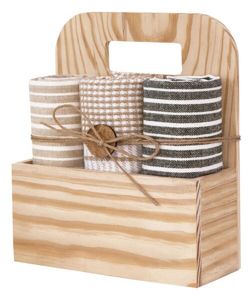 Utěrka TRIO - dárkový set 3 ks proužky béžová+šedá 50 x 70 cm