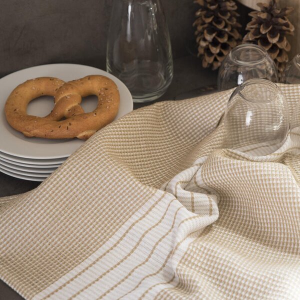 Utěrka TRIO - dárkový set 3 ks proužky béžová+šedá 50 x 70 cm