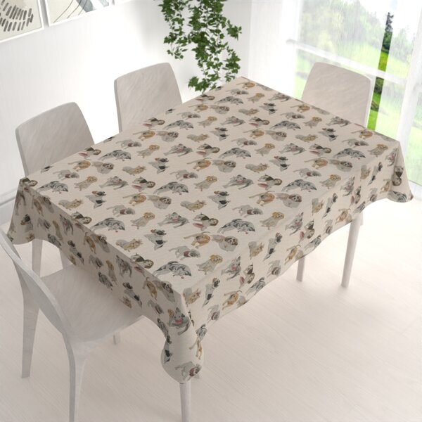 Biante Dekorační obdélníkový ubrus PML-096 Štěňata na hnědobéžovém 50x100 cm