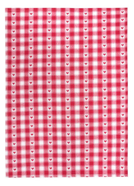 Utěrka DESIGN - dárkový set karo+srdce červenobílá 50 x 70 cm