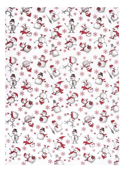 Utěrka LUREX - dárkový set sněhuláci bíločervená 50 x 70 cm