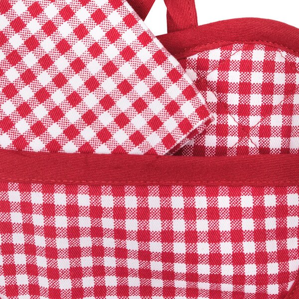 Chňapka SRDCE + utěrka - dárkový set kostička červenobílá 20 x 20 cm + 50 x 70 cm