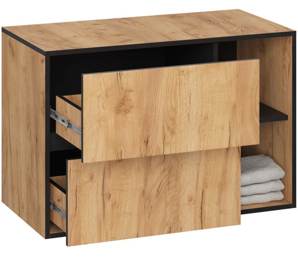 Skříňka pod umyvadlo VAMI W90 2SZ dub craft / černá