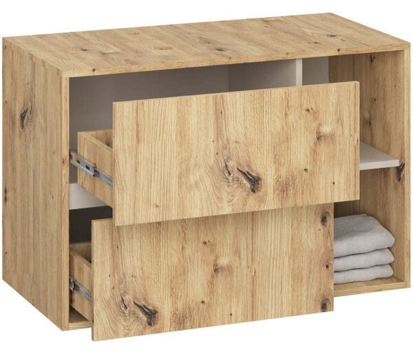 Skříňka pod umyvadlo VAMI W90 2SZ dub artisan / krémová