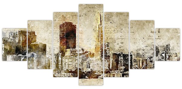Obraz - Umělecky ztvárněné město (210x100 cm)