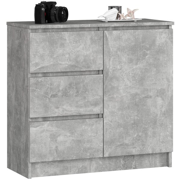 Ak furniture Komoda JERRY K 80 cm 1 dveře 3 zásuvky beton