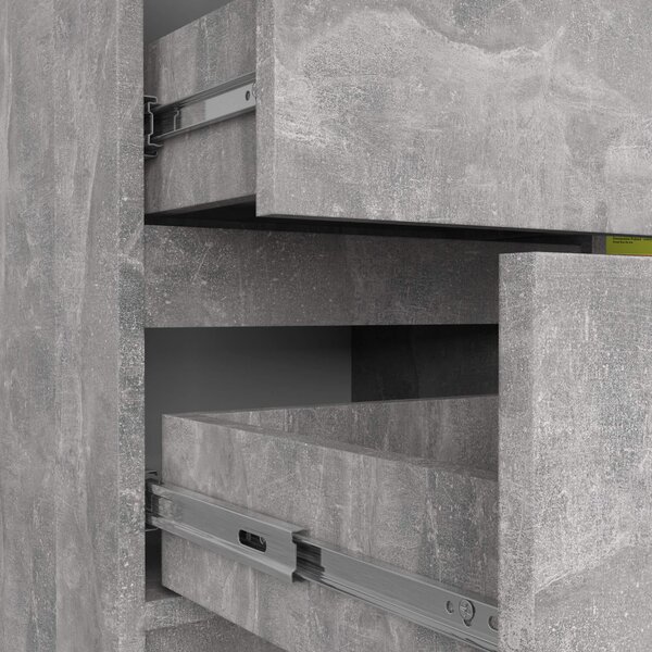 Ak furniture Komoda JERRY K 80 cm 1 dveře 3 zásuvky beton
