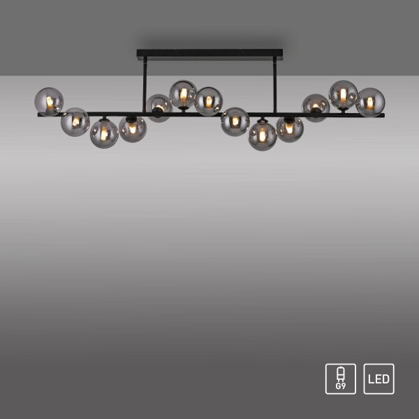 Schöner Wohnen 14505-18 - LED Lustr na tyči DUBAI 13xG9/3W/230V černá/kouřová