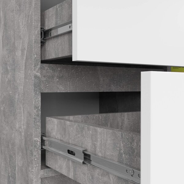 Ak furniture Komoda JERRY K 80 cm 1 dveře 3 zásuvky beton/bílá