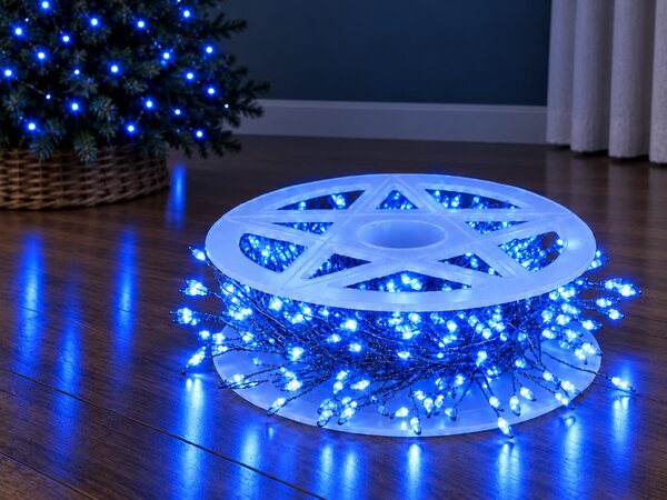 Vánoční LED mikro řetěz 50 m, 1500 LED, modrá, 8 programů, dálkové ovládání