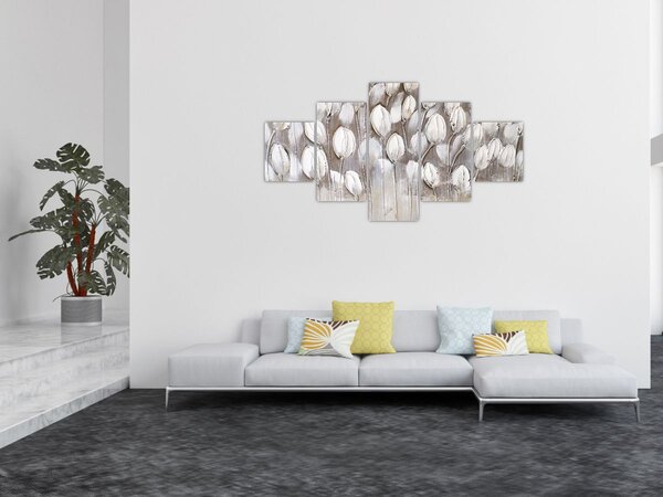 Obraz - Strukturované tulipány (125x70 cm)