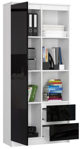 Regál R 80 cm CLP R11 bílá/černá lesk