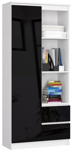 Regál R 80 cm CLP R11 bílá/černá lesk