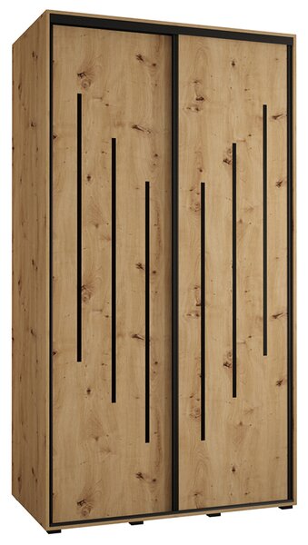 Šatní skříň s posuvnými dveřmi DAVOS 8, 140cm | DUB Artisan / černé pojezdy