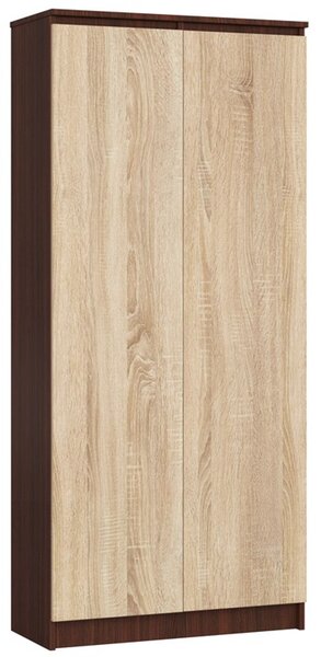 Regál R 80 cm CLP 2 dvířka 8 poliček wenge/dub sonoma