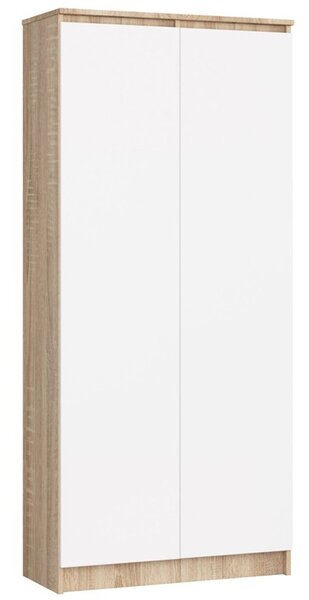Regál R 80 cm CLP 4 dvířka 8 poliček dub sonoma/bílá