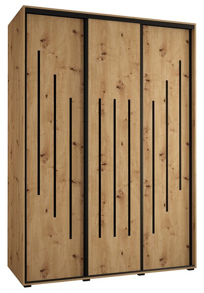 Šatní skříň s posuvnými dveřmi DAVOS 8, 170cm | DUB Artisan / černé pojezdy