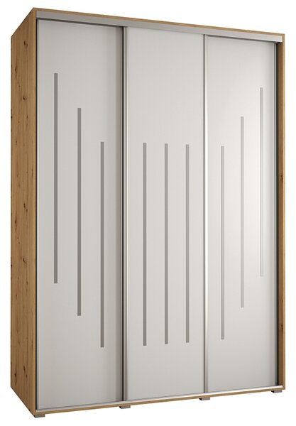 Šatní skříň s posuvnými dveřmi DAVOS 8, 170cm | DUB Artisan / bílá / stříbrné