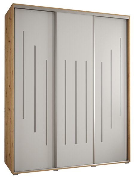 Šatní skříň s posuvnými dveřmi DAVOS 8, 190cm | DUB Artisan / bílá / stříbrné
