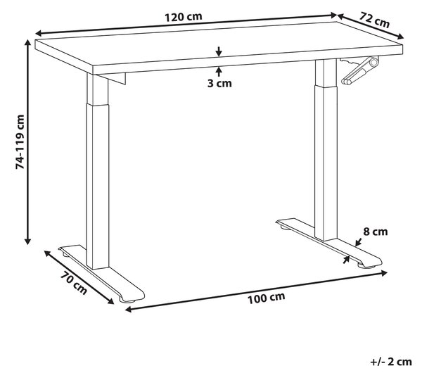 Manuálně výškově nastavitelný pracovní stůl DESTINES 120 cm 72 cm Světle hnědá/Bílá