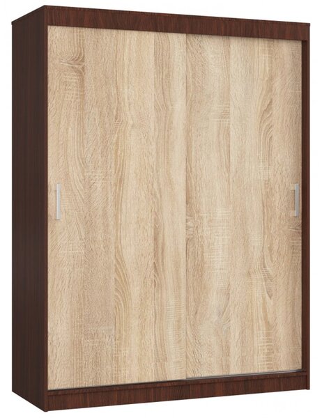 Šatní skříň posuvná 150 cm CLP MONO wenge/dub sonoma