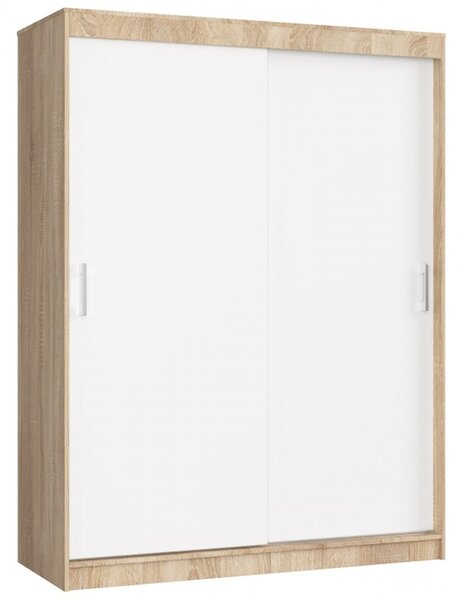Šatní skříň posuvná 150 cm CLP MONO dub sonoma/bílá