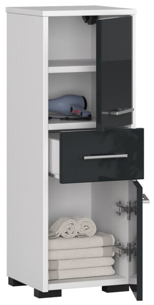 Koupelnová skříňka Fin 2D 1SZ bílá/grafit lesk