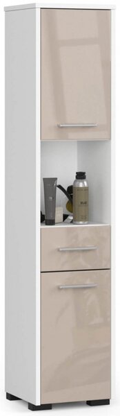 Koupelnová skříňka Fin 2D 1SZ 1W bílá/cappuccino lesk