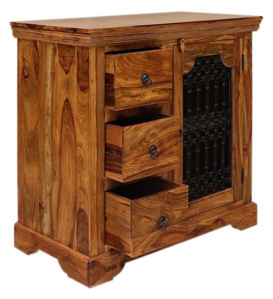 Komoda Jali s kovovým výpletem 90x90x45 z indického masivu palisandr