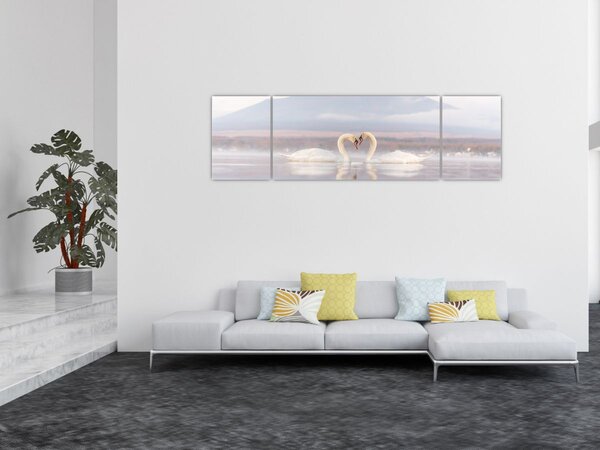 Obraz - Zamilované labutě (170x50 cm)