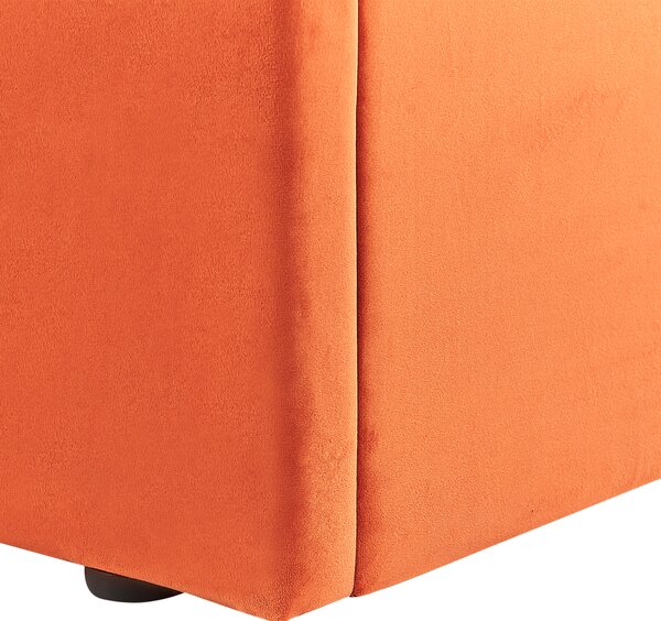 Postel s úložným prostorem Umělý samet VION 160 x 200 cm Oranžová