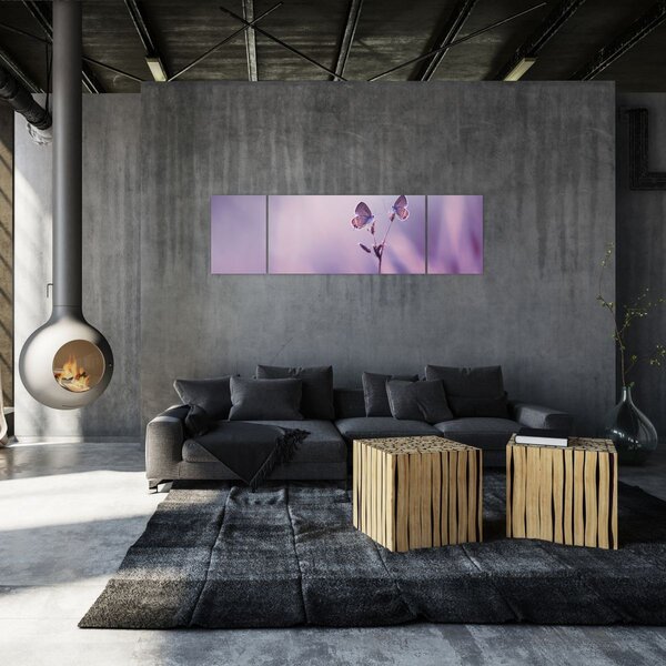 Obraz - Fialoví motýlci (170x50 cm)