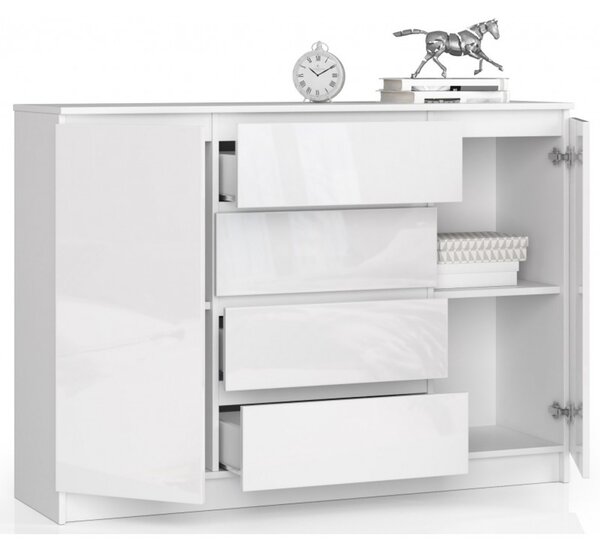 Komoda K140 2D4SZ bílá lesk