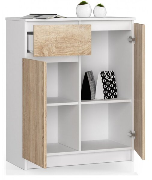 Komoda K80 2D1SZ bílá/dub sonoma