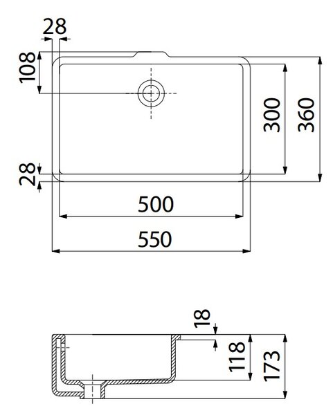 Deante Temisto, zapuštěné keramické umyvadlo 500x300x173 mm, bílá lesklá, DEA-CDT_6U5U
