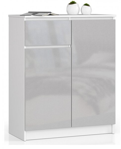 Komoda K80 2D1SZ bílá/metalik lesk
