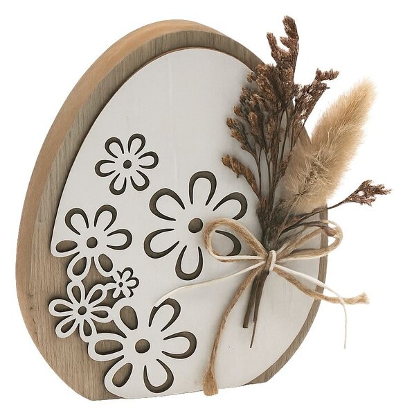 Vajíčko dřevěné bílý dekor 13,5cm 4000085