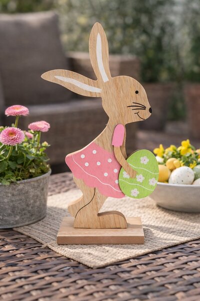Zajíček dřevěný s vajíčkem 24cm 4000077