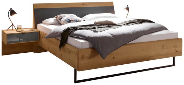 POSTEL S NOČNÍMI STOLKY, 180/200 cm, dub bianco, lávově šedá Dieter Knoll - Postele s nočními stolky