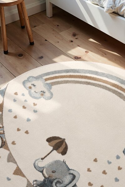 Koberec Villeroy & Boch BOHO KIDS Round Walk like an Elephant Rainbow krémový kruh