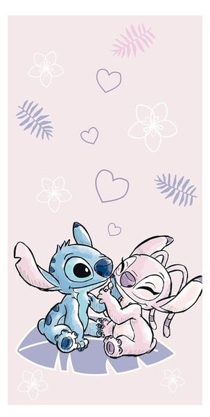 Jerry Fabrics Dětská osuška LILO AND STITCH ružová 70x140 cm