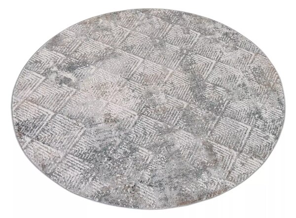 Makro Abra Kulatý koberec VALLEY D166A Moderní Geometrický světle šedý krémový Rozměr: průměr 80 cm