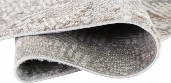 Makro Abra Kulatý koberec VALLEY D166A Moderní Geometrický světle šedý krémový Rozměr: průměr 80 cm
