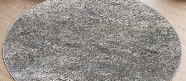 Makro Abra Kulatý koberec VALLEY D714A Moderní Abstraktní šedý bílý Rozměr: průměr 80 cm