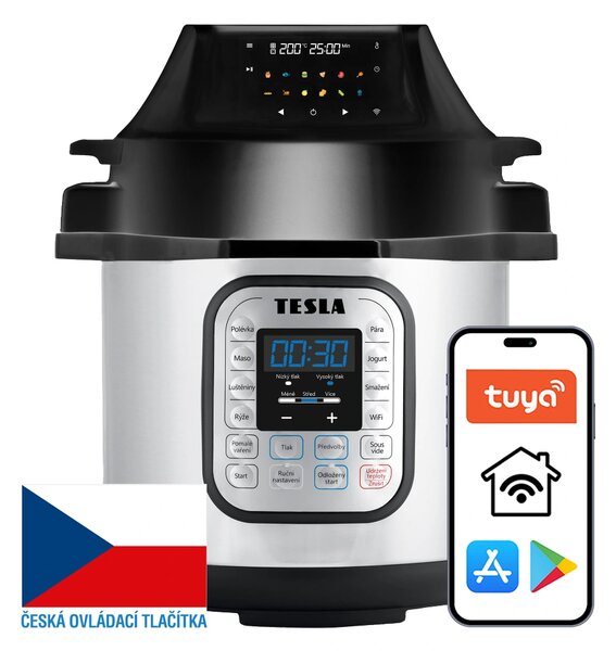 TESLA EliteCook K70 WiFi Duo - multifunkční elektrický tlakový hrnec a horkovzdušná fritéza